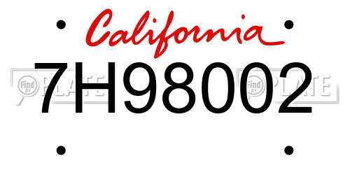 7H98002 California License Plate