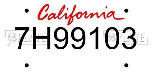 7H99103 California License Plate