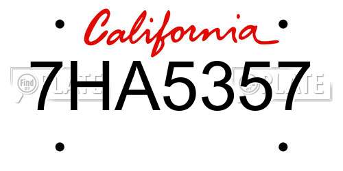 7HA5357 California License Plate