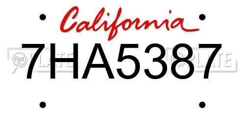 7HA5387 California License Plate