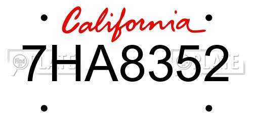 7HA8352 California License Plate
