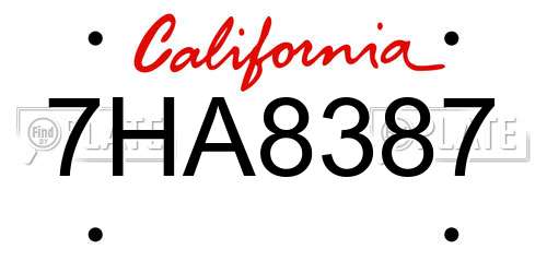 7HA8387 California License Plate