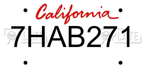 7HAB271 California License Plate