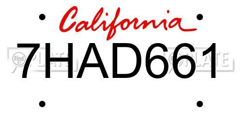 7HAD661 California License Plate
