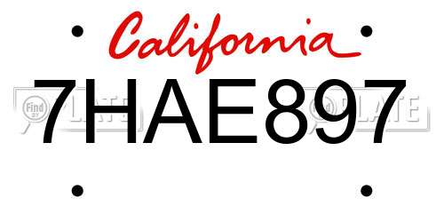 7HAE897 California License Plate