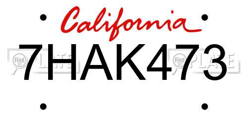 7HAK473 California License Plate