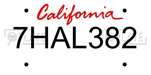7HAL382 California License Plate