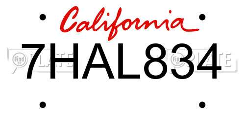 7HAL834 California License Plate