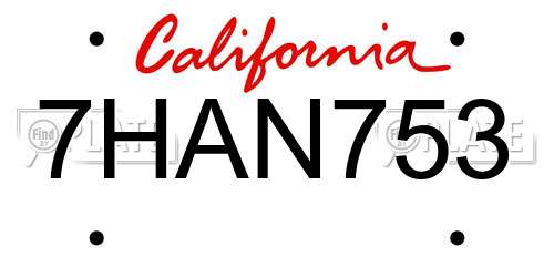 7HAN753 California License Plate