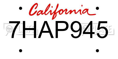 7HAP945 California License Plate