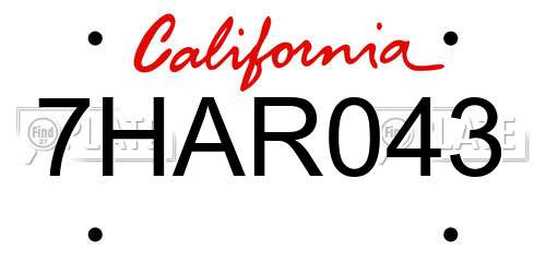 7HAR043 California License Plate