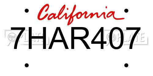 7HAR407 California License Plate