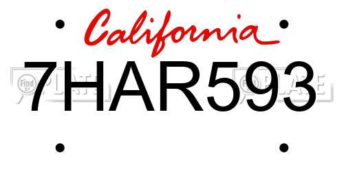 7HAR593 California License Plate