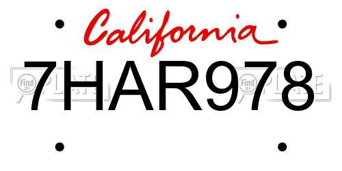 7HAR978 California License Plate