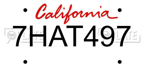7HAT497 California License Plate