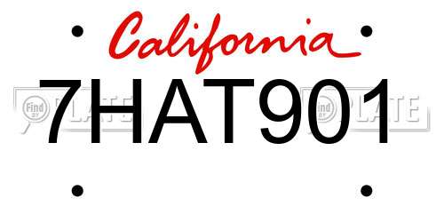 7HAT901 California License Plate