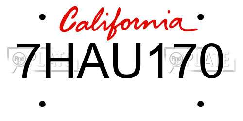 7HAU170 California License Plate