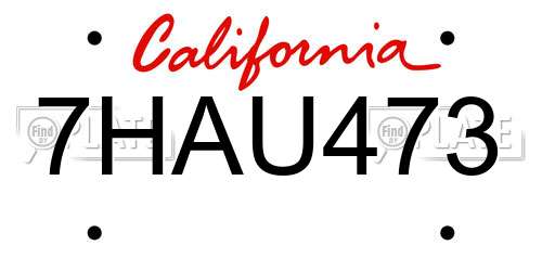 7HAU473 California License Plate