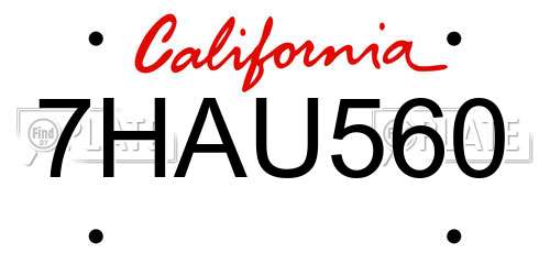 7HAU560 California License Plate