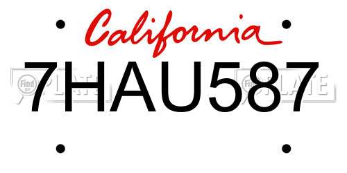 7HAU587 California License Plate