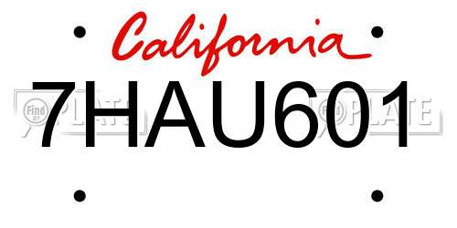 7HAU601 California License Plate