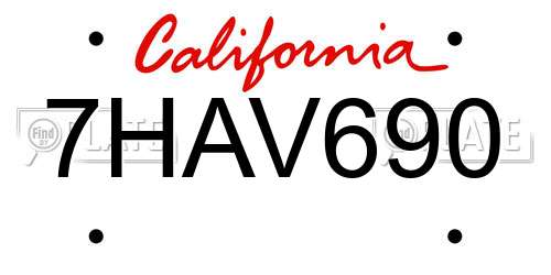 7HAV690 California License Plate