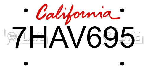 7HAV695 California License Plate