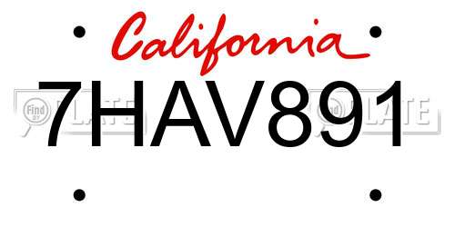 7HAV891 California License Plate