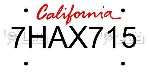 7HAX715 California License Plate