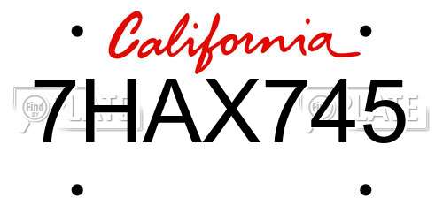 7HAX745 California License Plate