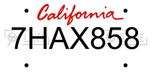 7HAX858 California License Plate