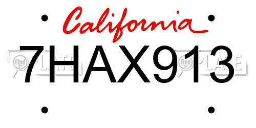 7HAX913 California License Plate