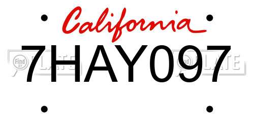 7HAY097 California License Plate