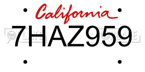 7HAZ959 California License Plate