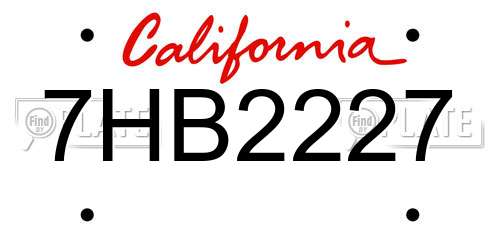 7HB2227 California License Plate