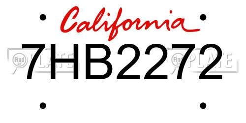 7HB2272 California License Plate