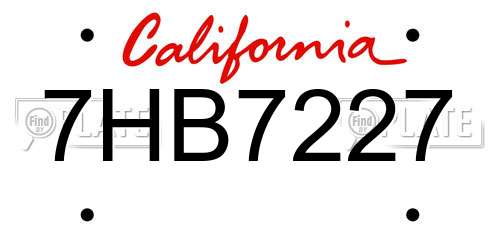 7HB7227 California License Plate