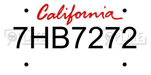 7HB7272 California License Plate