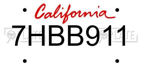 7HBB911 California License Plate