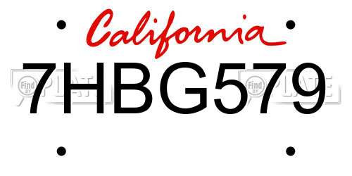 7HBG579 California License Plate