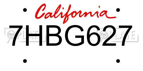 7HBG627 California License Plate