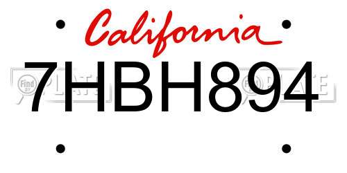 7HBH894 California License Plate