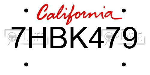 7HBK479 California License Plate