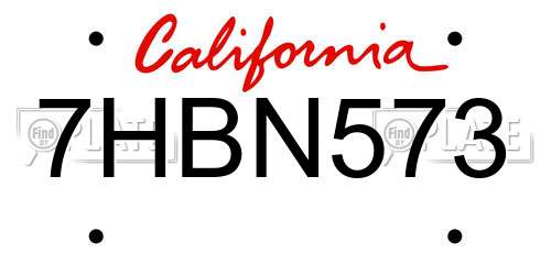7HBN573 California License Plate