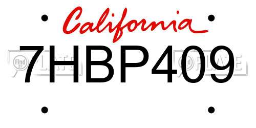 7HBP409 California License Plate