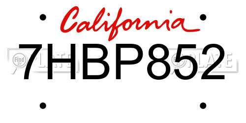 7HBP852 California License Plate