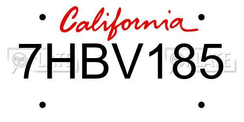 7HBV185 California License Plate