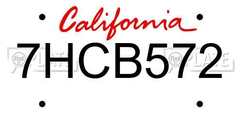 7HCB572 California License Plate