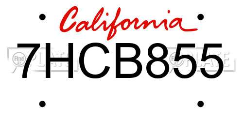 7HCB855 California License Plate