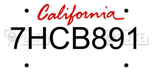 7HCB891 California License Plate